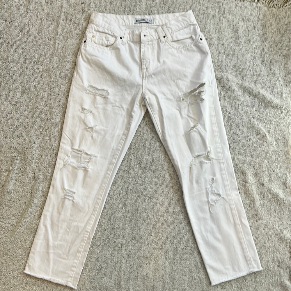 Zara Basics Denim White Cropped Jeans Sz 00 EUC